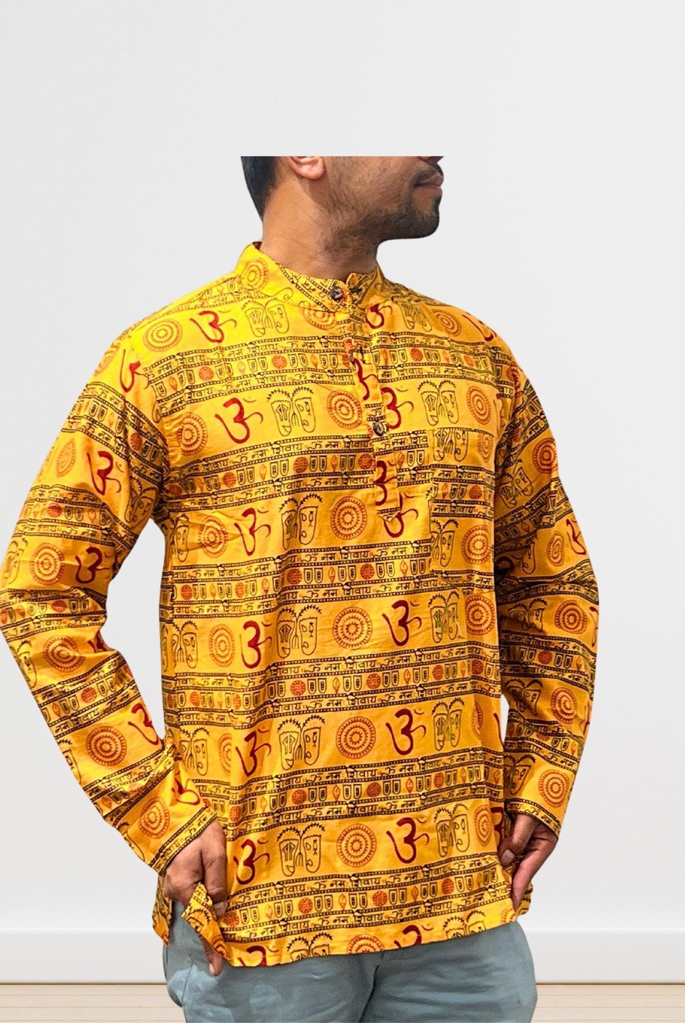Om Print kurta/ Shirt Full Sleeve - Boutique Nepal