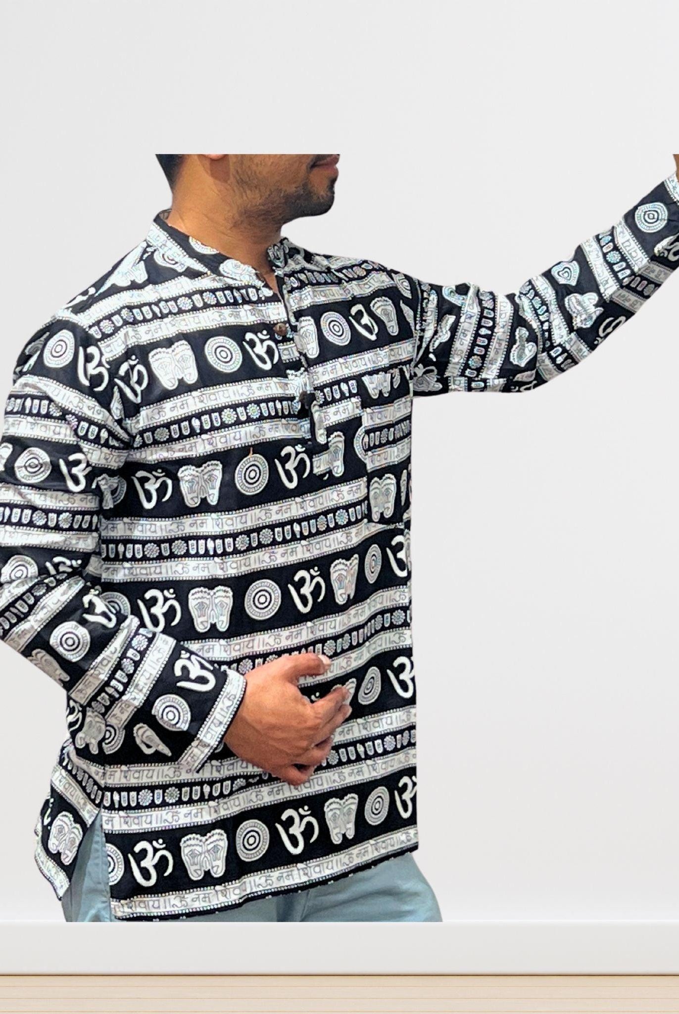 Om Print kurta/ Shirt Full Sleeve - Boutique Nepal