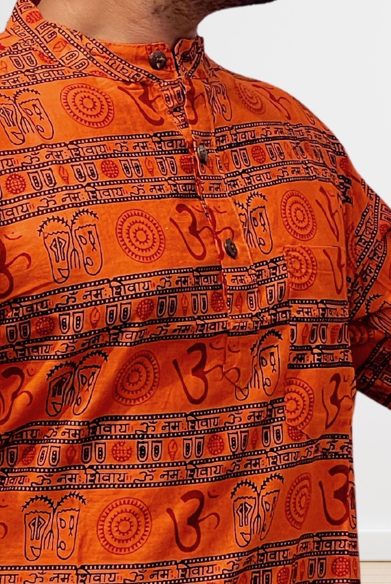 Om Print kurta/ Shirt Full Sleeve - Boutique Nepal