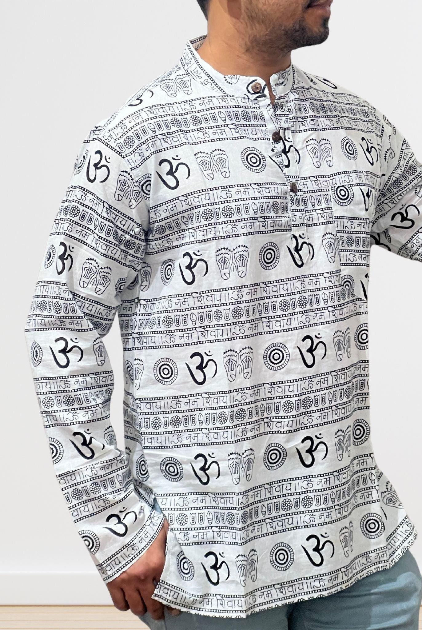 Om Print kurta/ Shirt Full Sleeve - Boutique Nepal