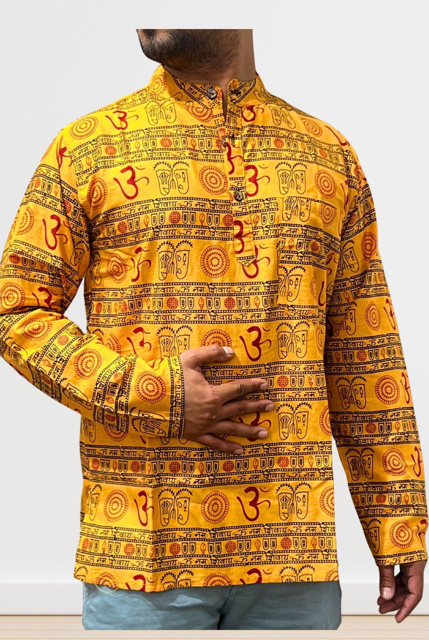 Om Print kurta/ Shirt Full Sleeve - Boutique Nepal