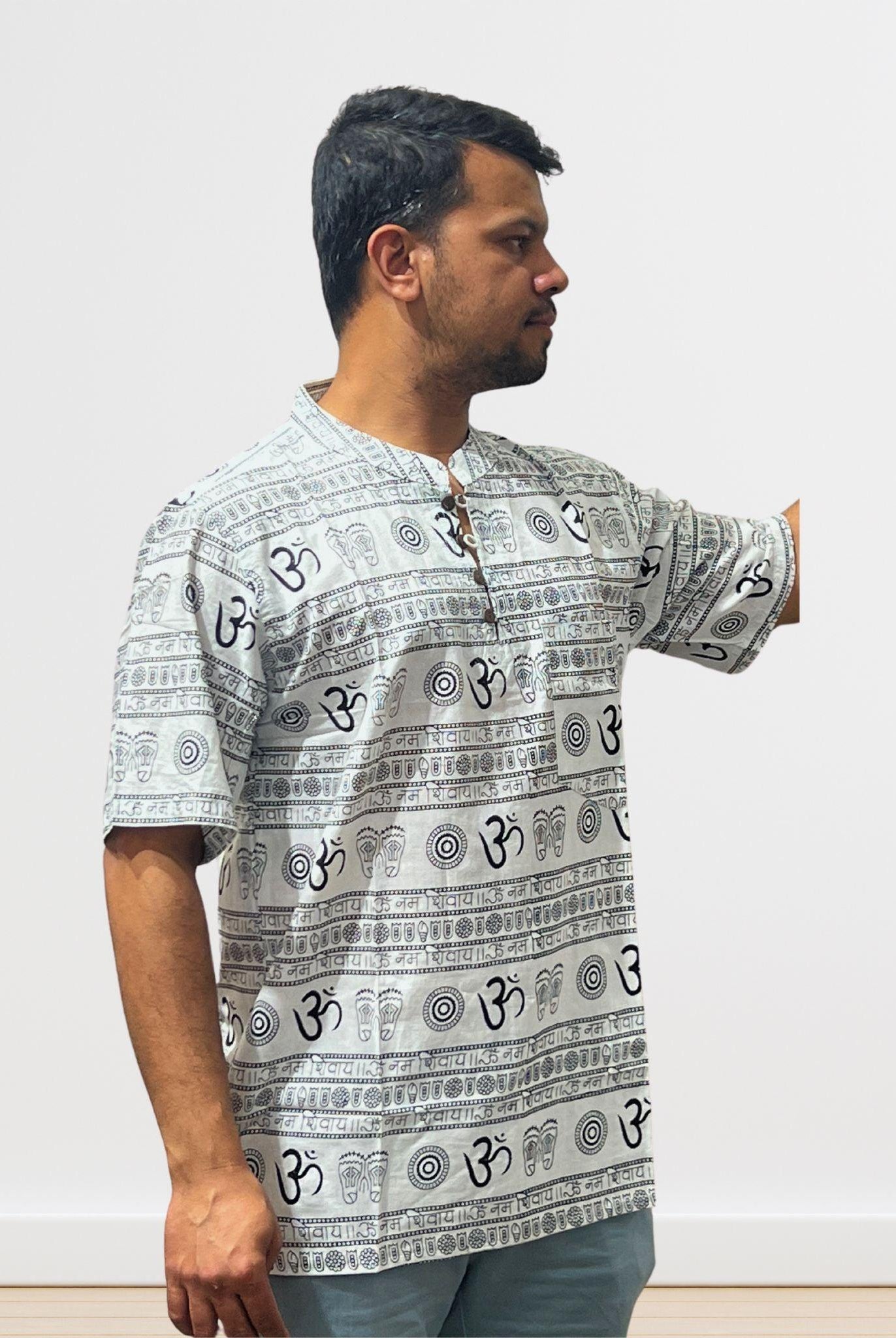 White Om Print T- Shirt Unisex