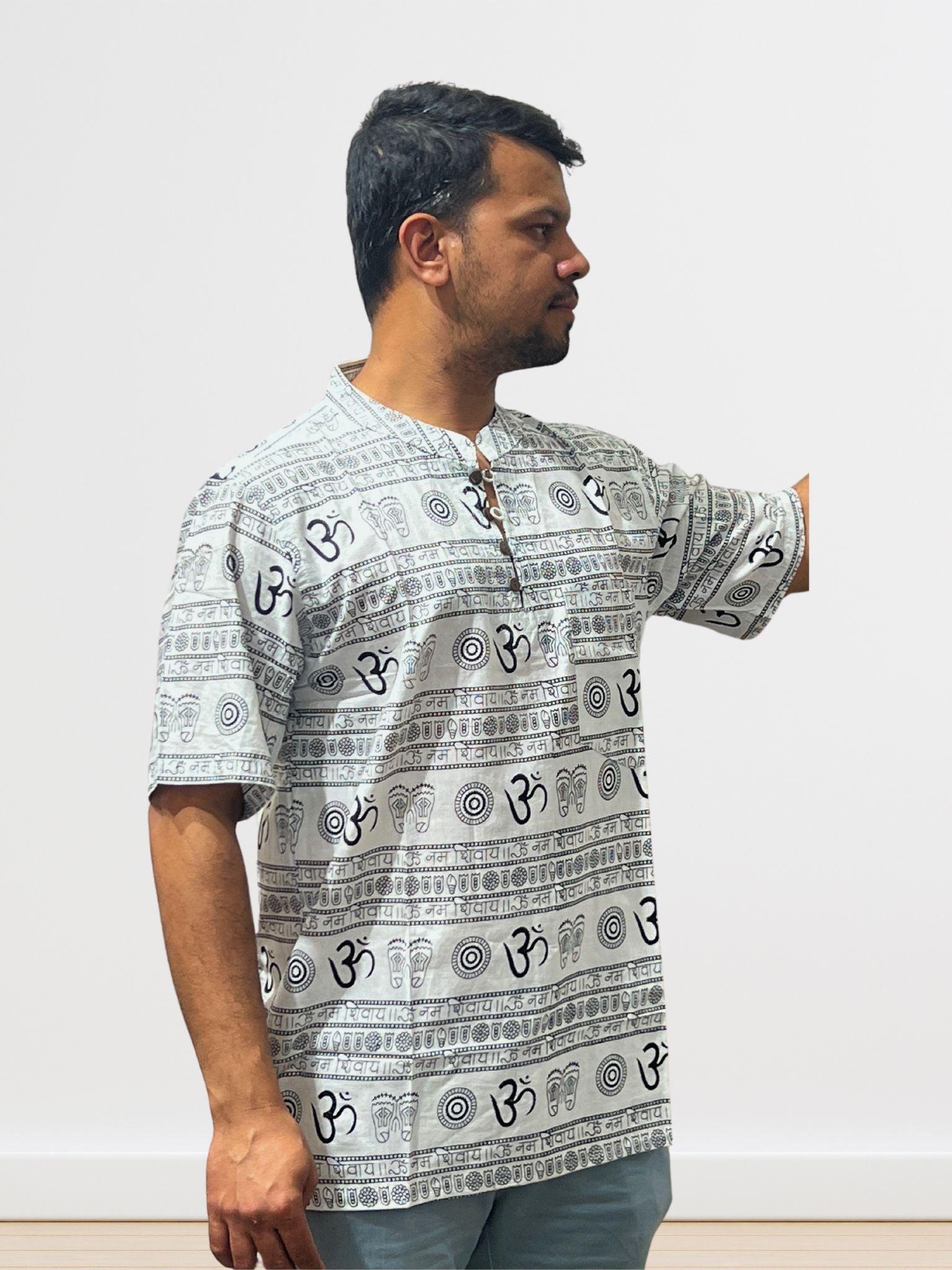 White Om Print T- Shirt Unisex