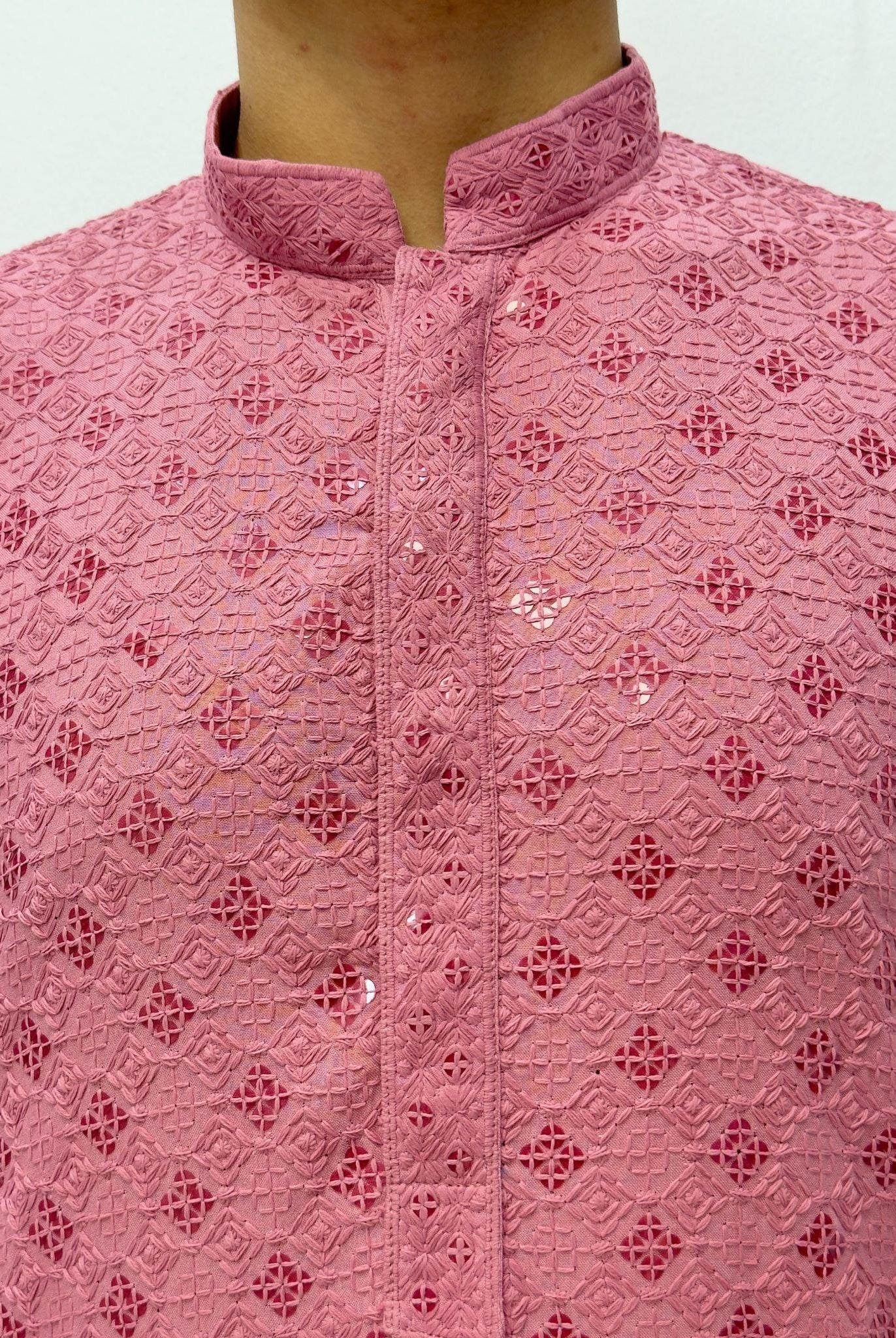 OnionPink Mens Chikankari Kurta Set - Boutique Nepal