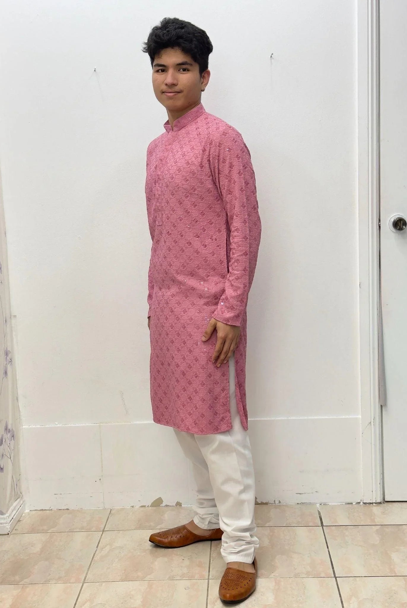 OnionPink Mens Chikankari Kurta Set - Boutique Nepal