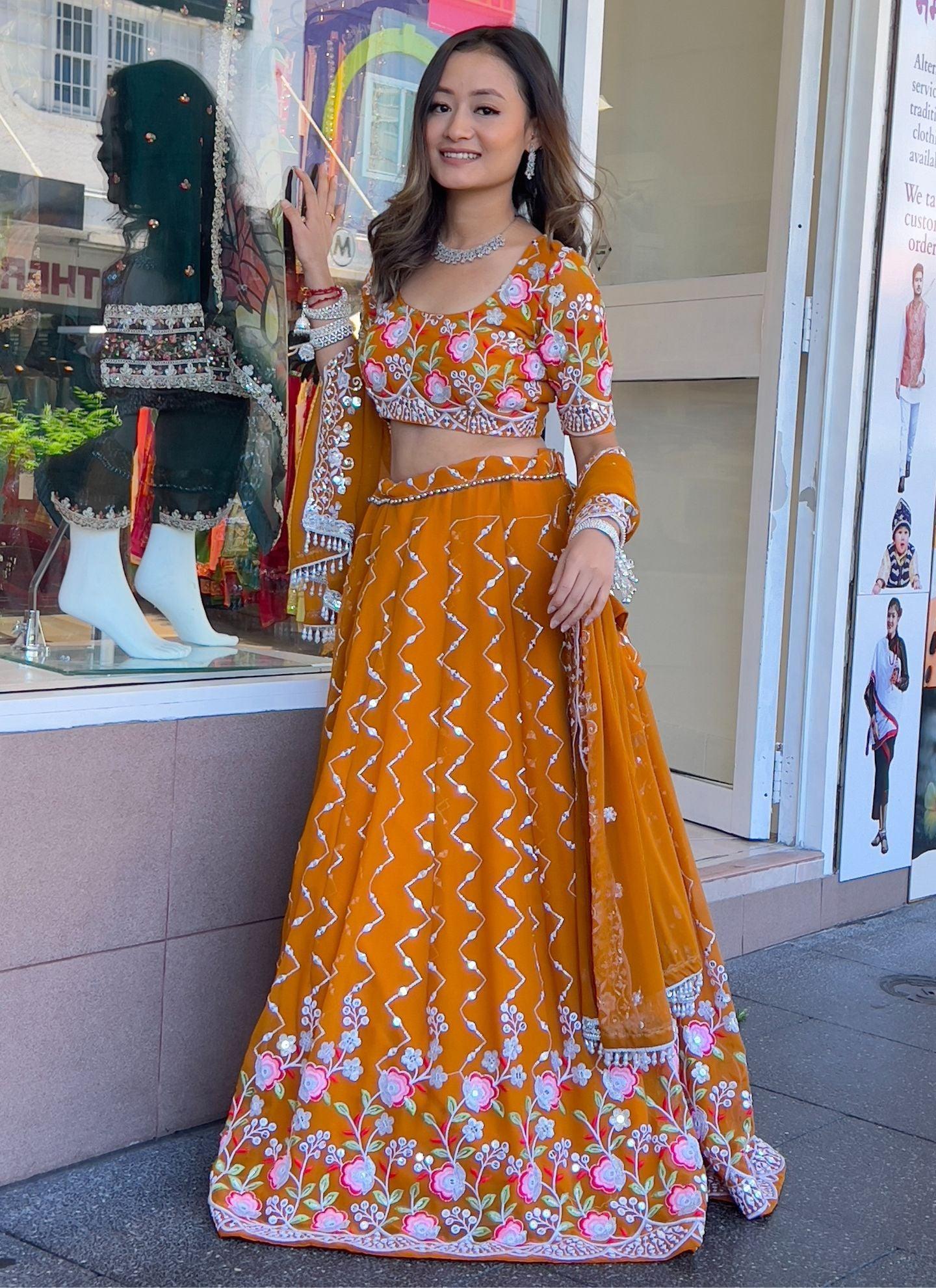 Orange Color Lehenga Set - Boutique Nepal