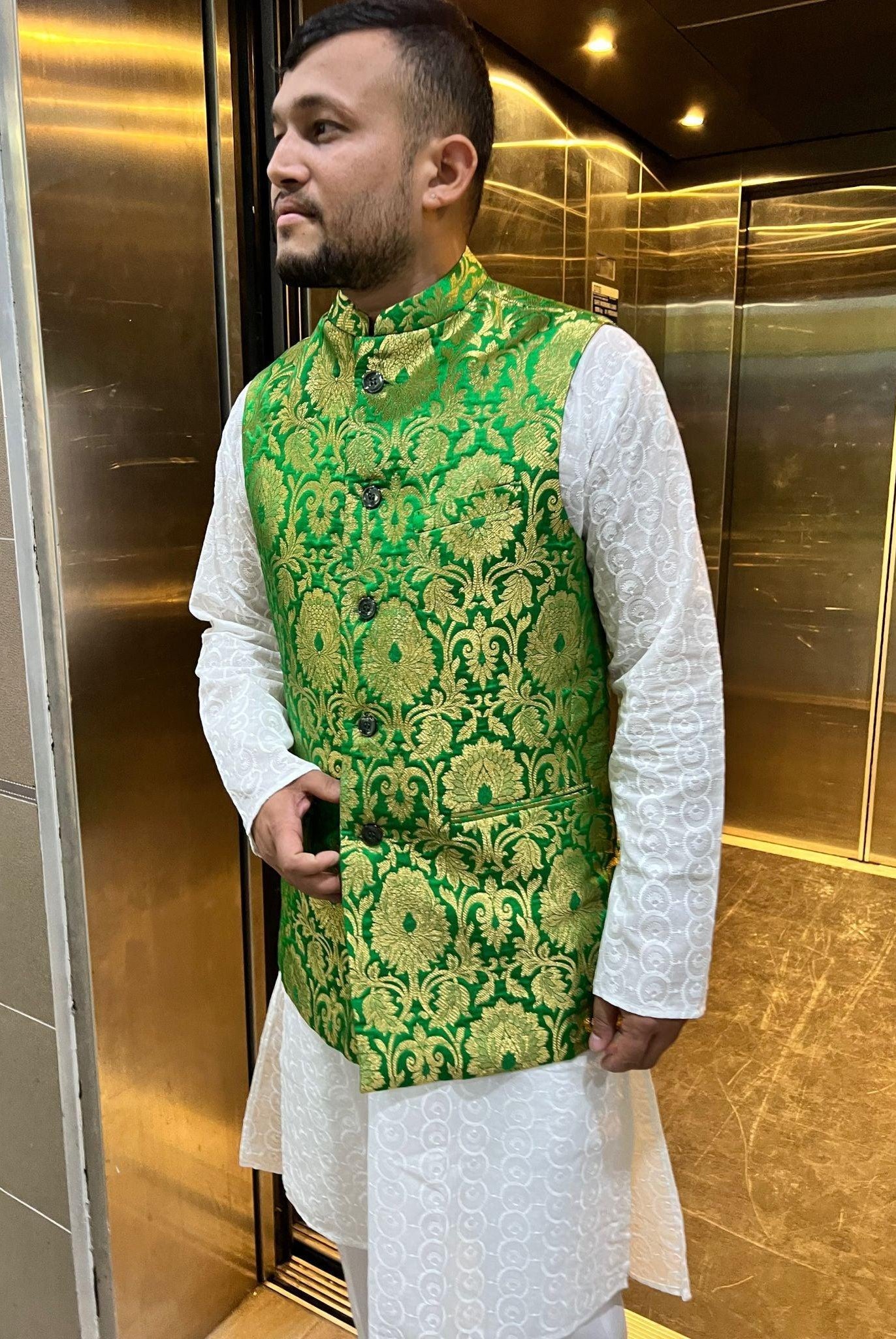 Parrotgreen Nehru Jacket - Boutique Nepal