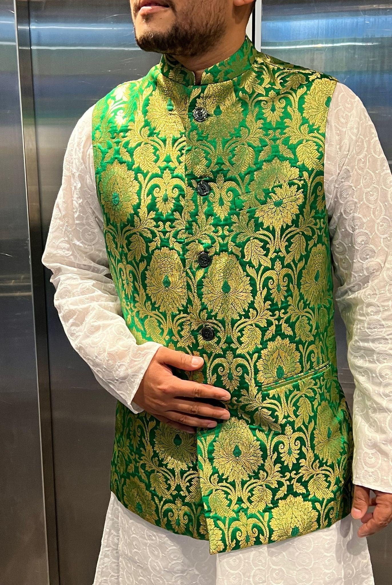 Parrotgreen Nehru Jacket - Boutique Nepal