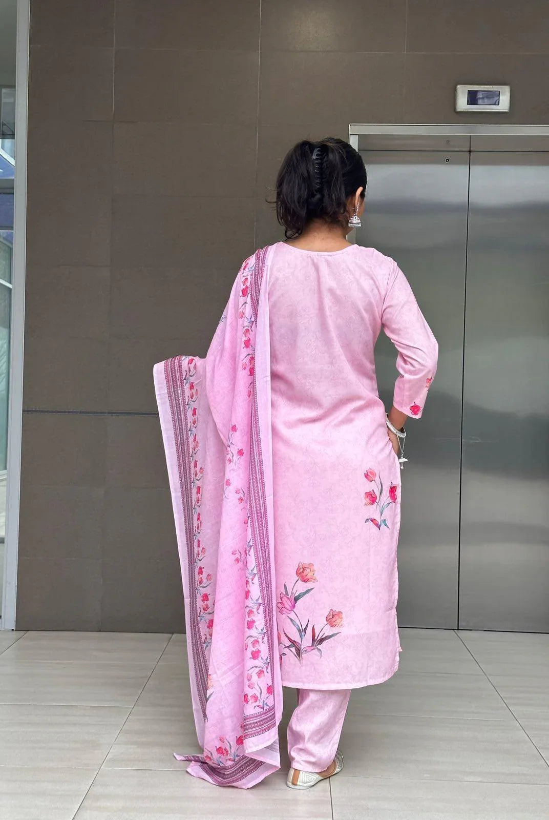 Pink Three Pieces Kurta Set - Boutique Nepal