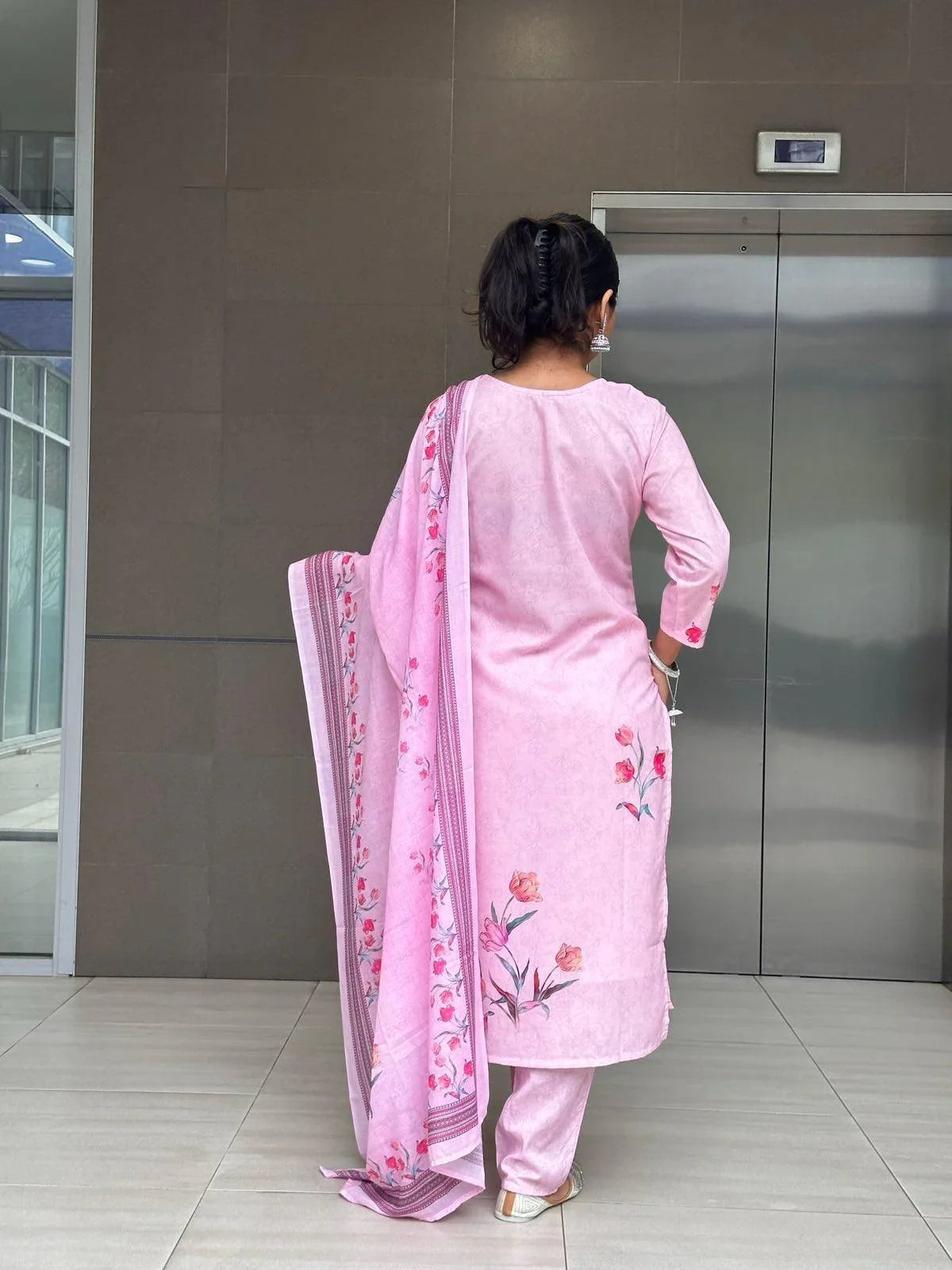 Pink Three Pieces Kurta Set - Boutique Nepal