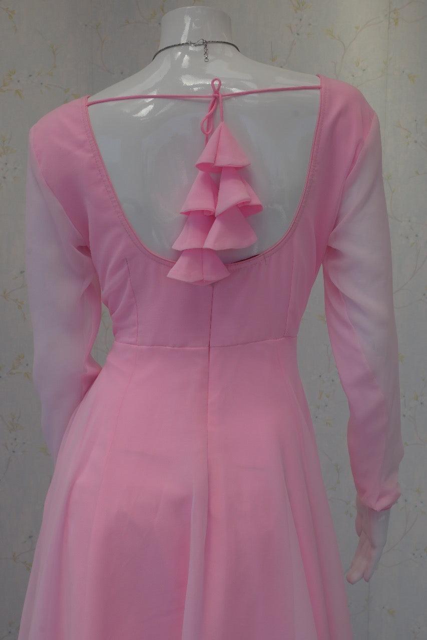 Plain Baby Pink Anarkali Kurta Set - Boutique Nepal