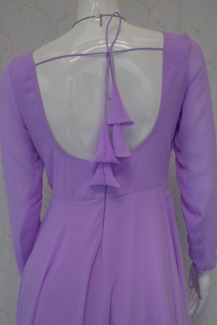 Plain Lavender Anarkali Kurta Set - Boutique Nepal