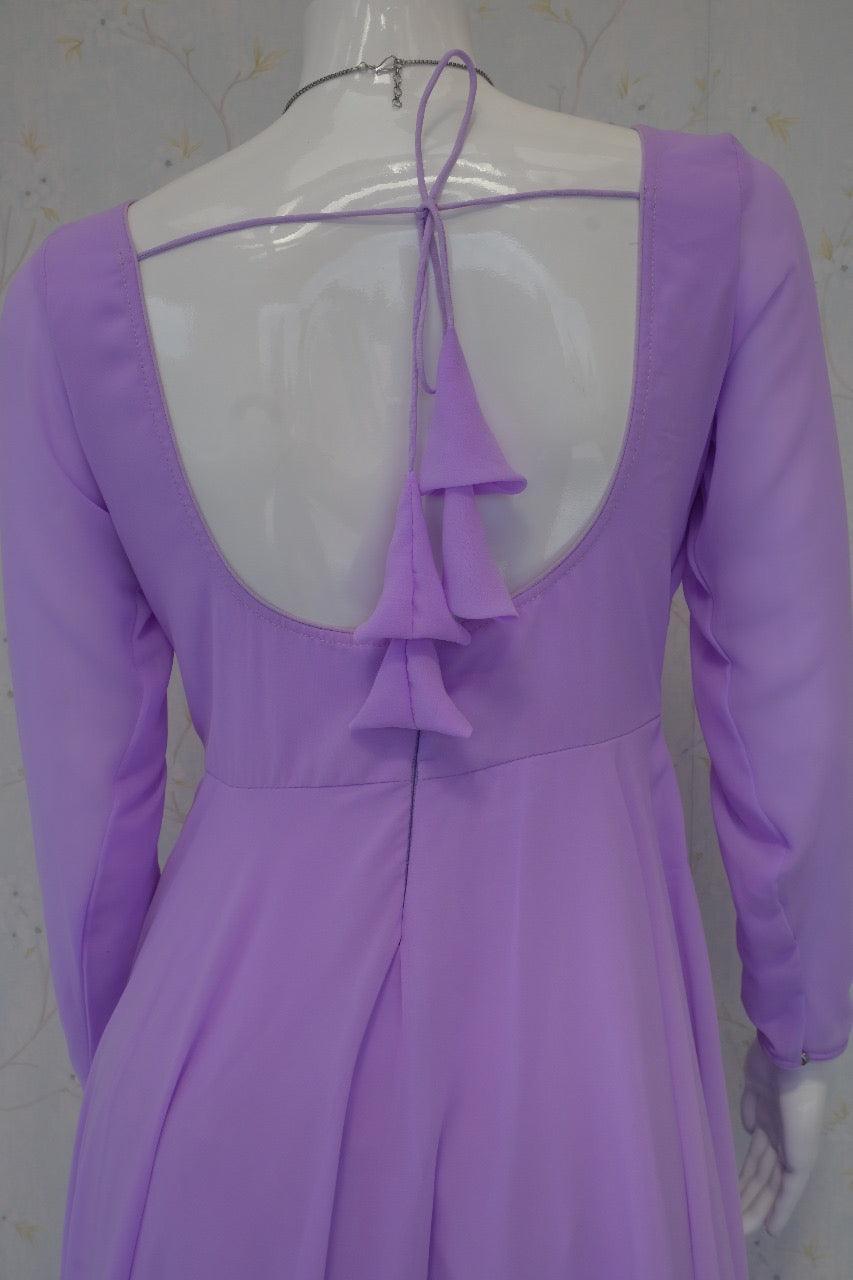 Plain Lavender Anarkali Kurta Set - Boutique Nepal