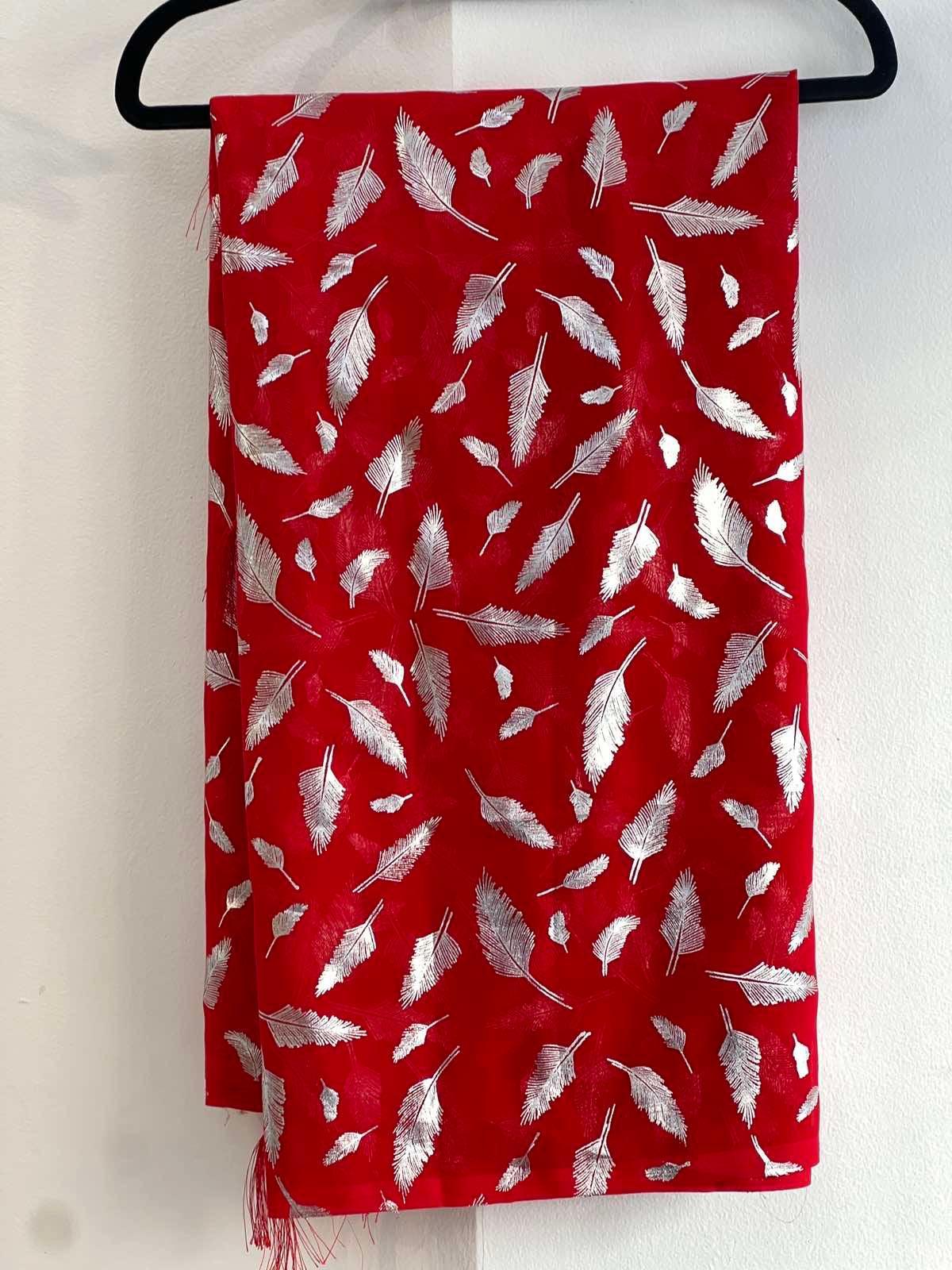 Ready to Wear Chiffon Saree In Red - Boutique Nepal