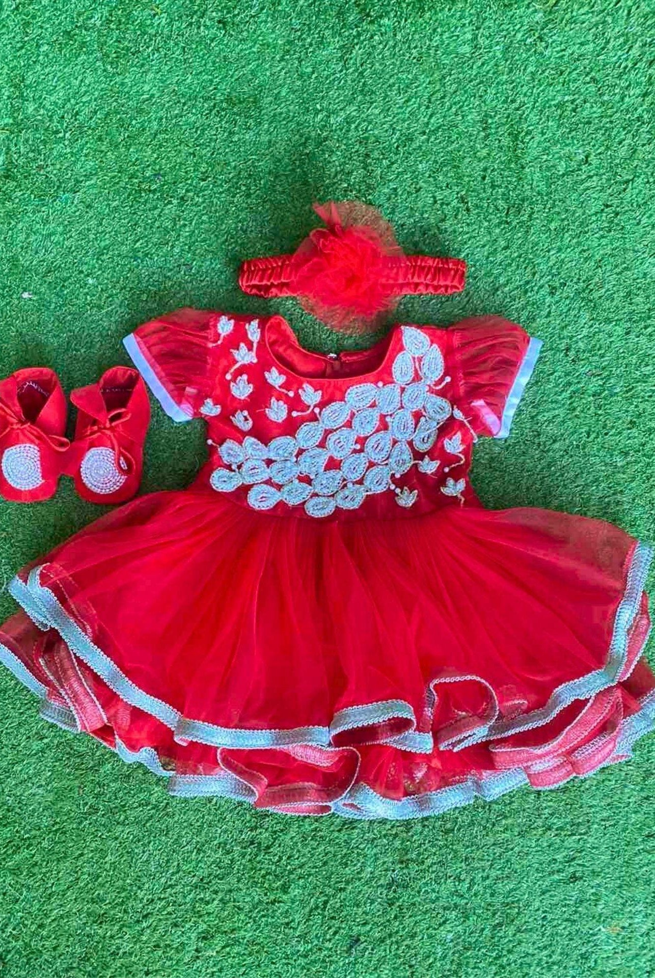 Red Puffy Pasni Dress Set - Boutique Nepal