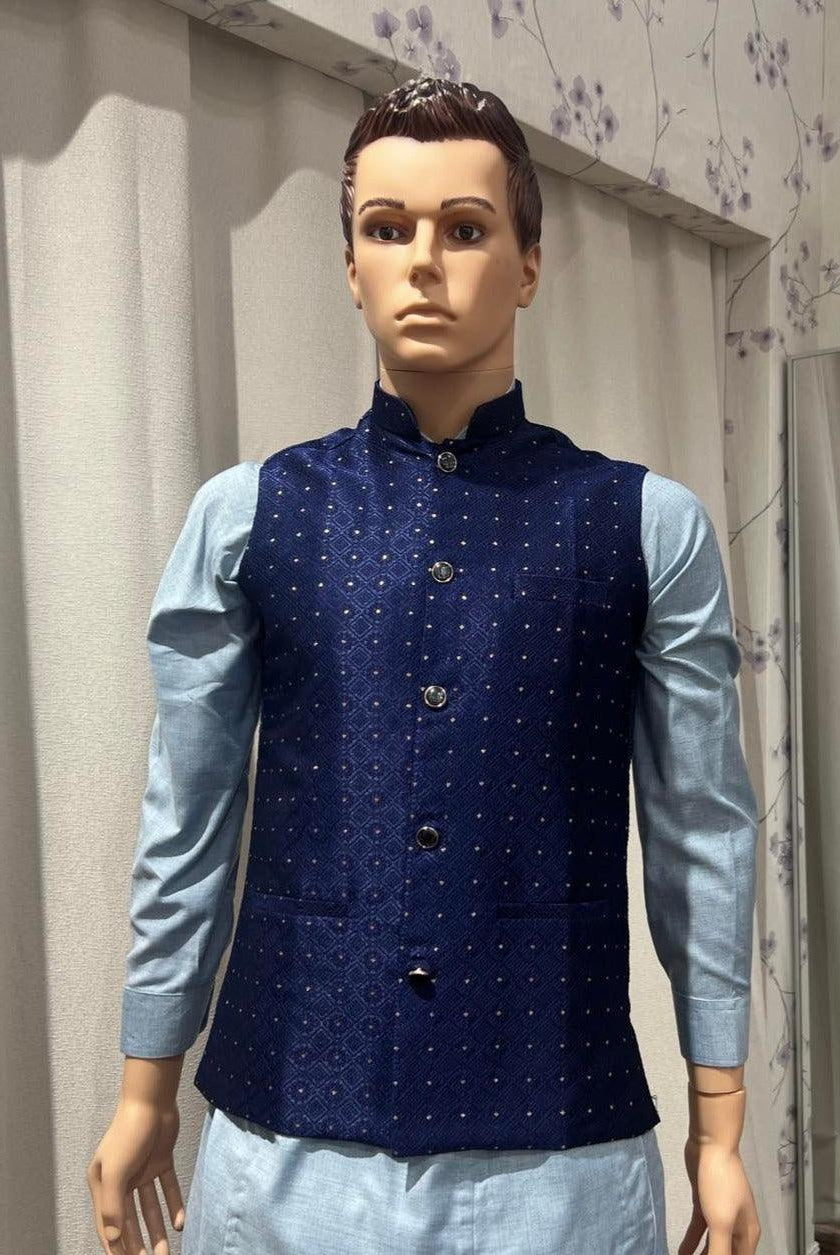 Royal Blue Waistcoat - Boutique Nepal