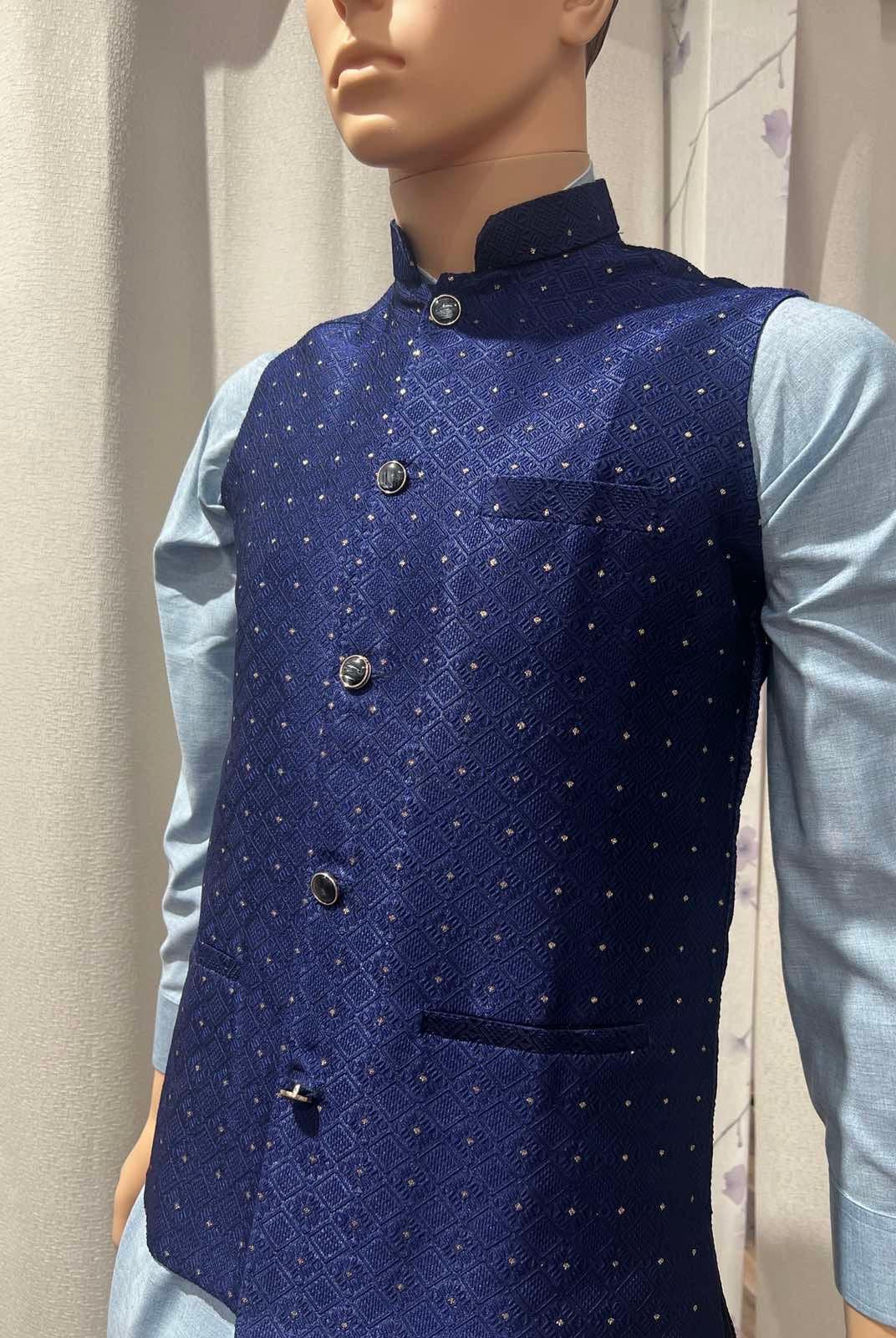 Royal Blue Waistcoat - Boutique Nepal