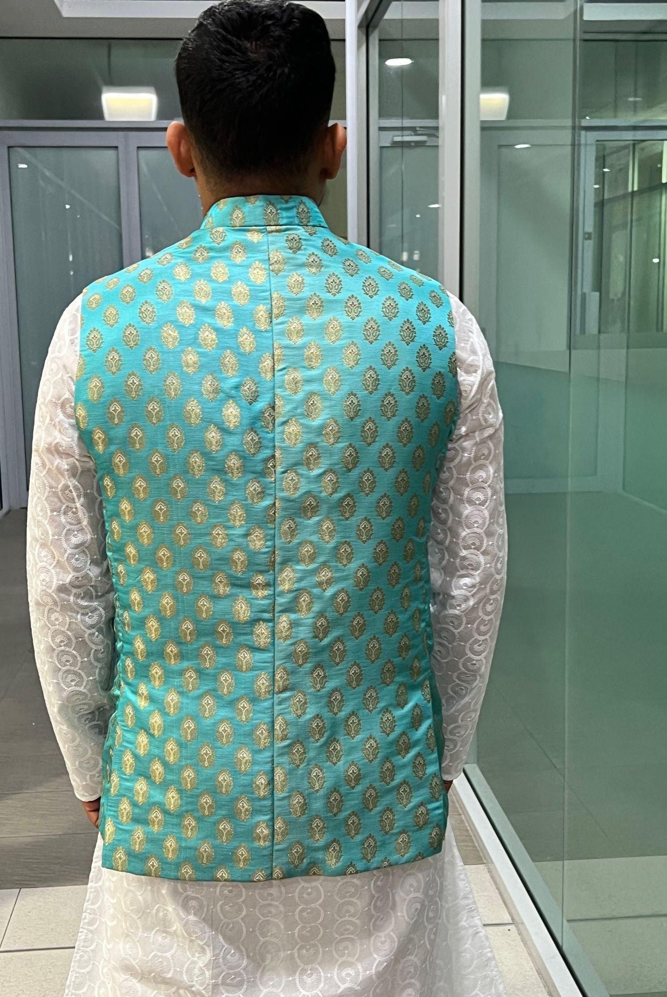 Sea Green Nehru Jacket - Boutique Nepal