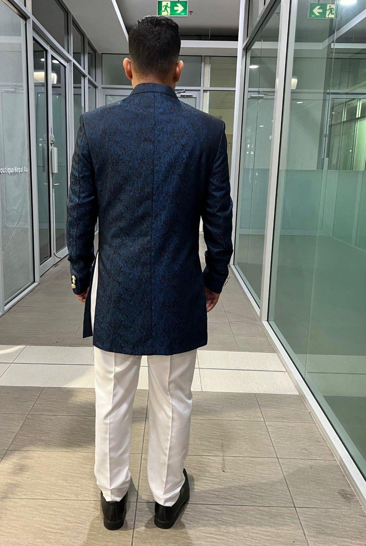 SHERWANI AND PANTS SET In Navyblue - Boutique Nepal