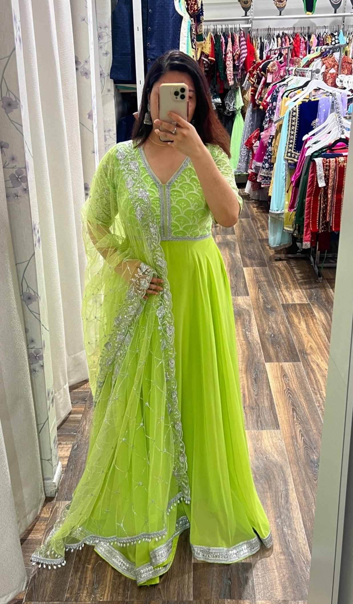 Simple Gown in Light Green - Boutique Nepal
