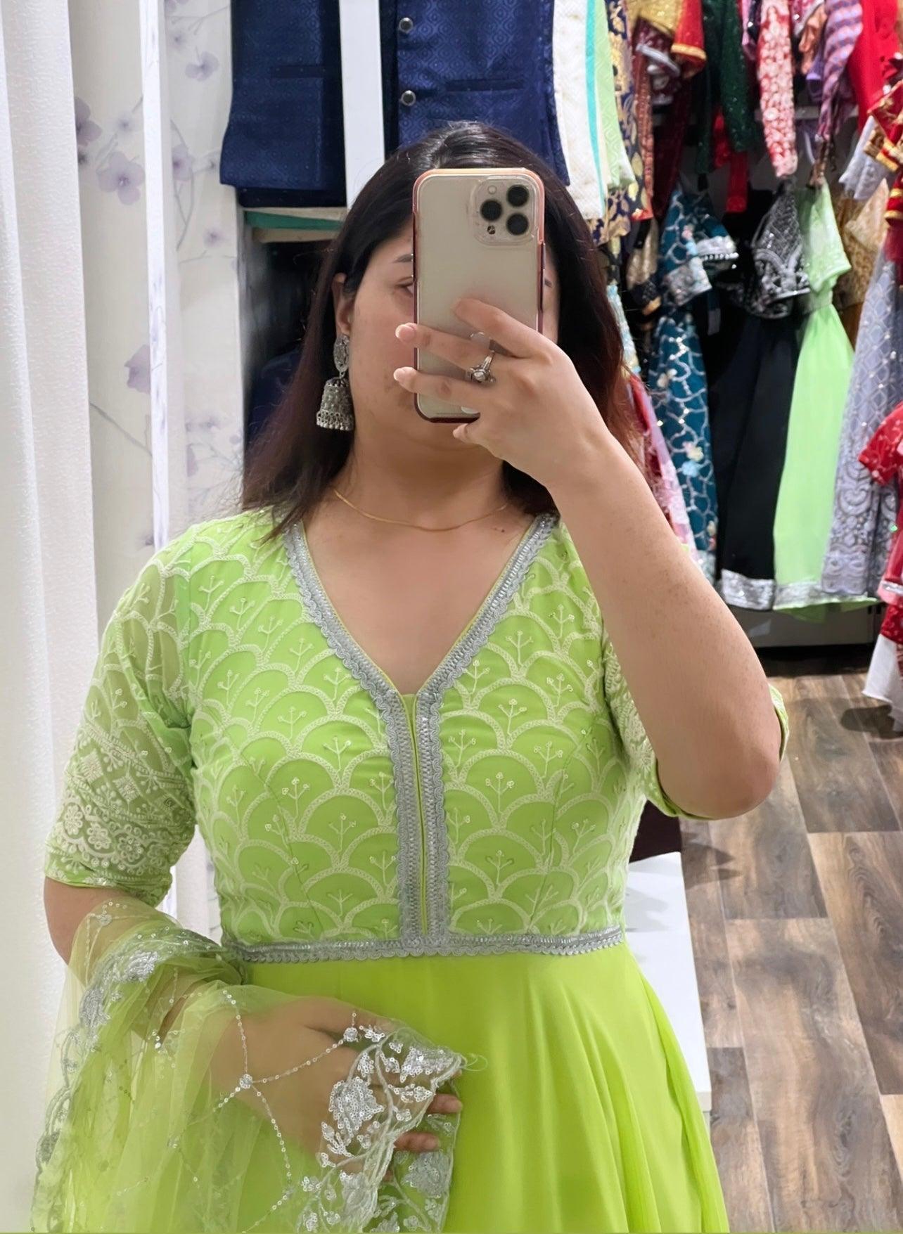 Simple Gown in Light Green - Boutique Nepal