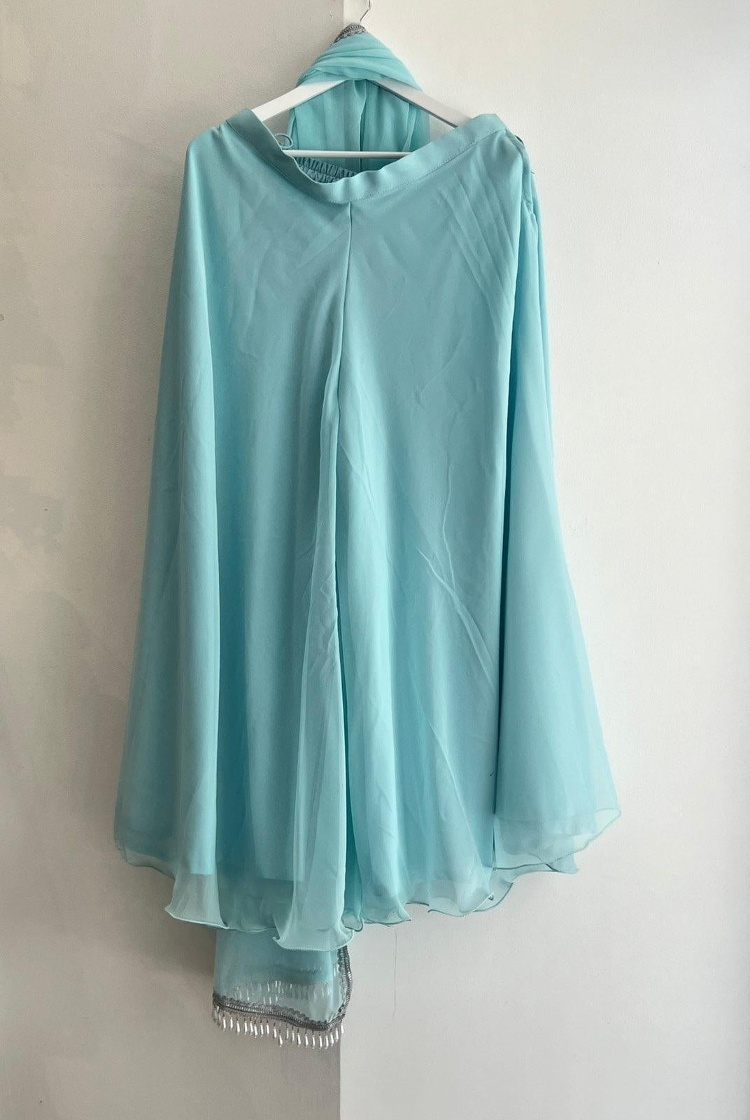 Sky Blue Half Sleeve Kurthi Plazo Set - Boutique Nepal