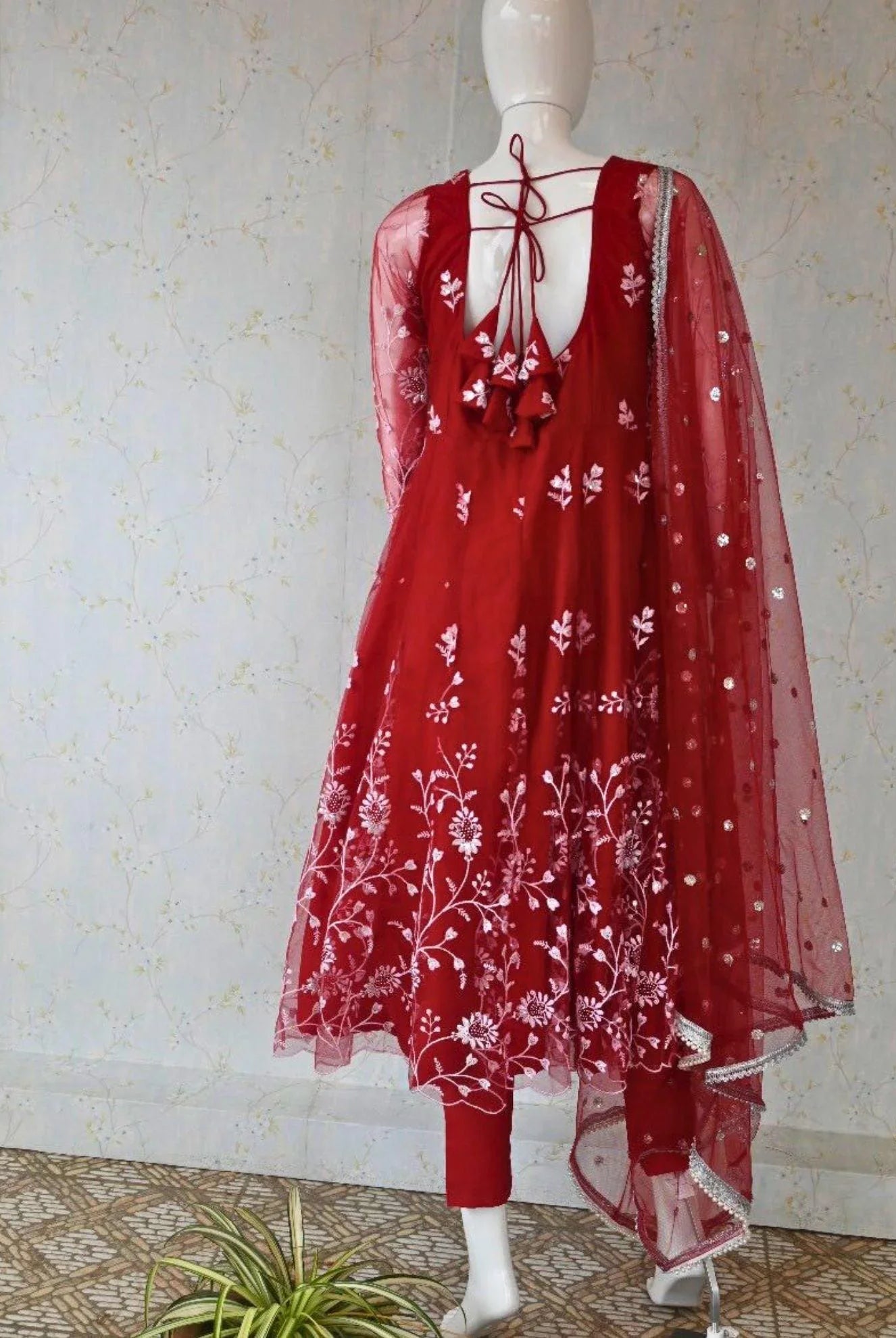 Thread Embroidery Anarkali Kurta Set - Boutique Nepal