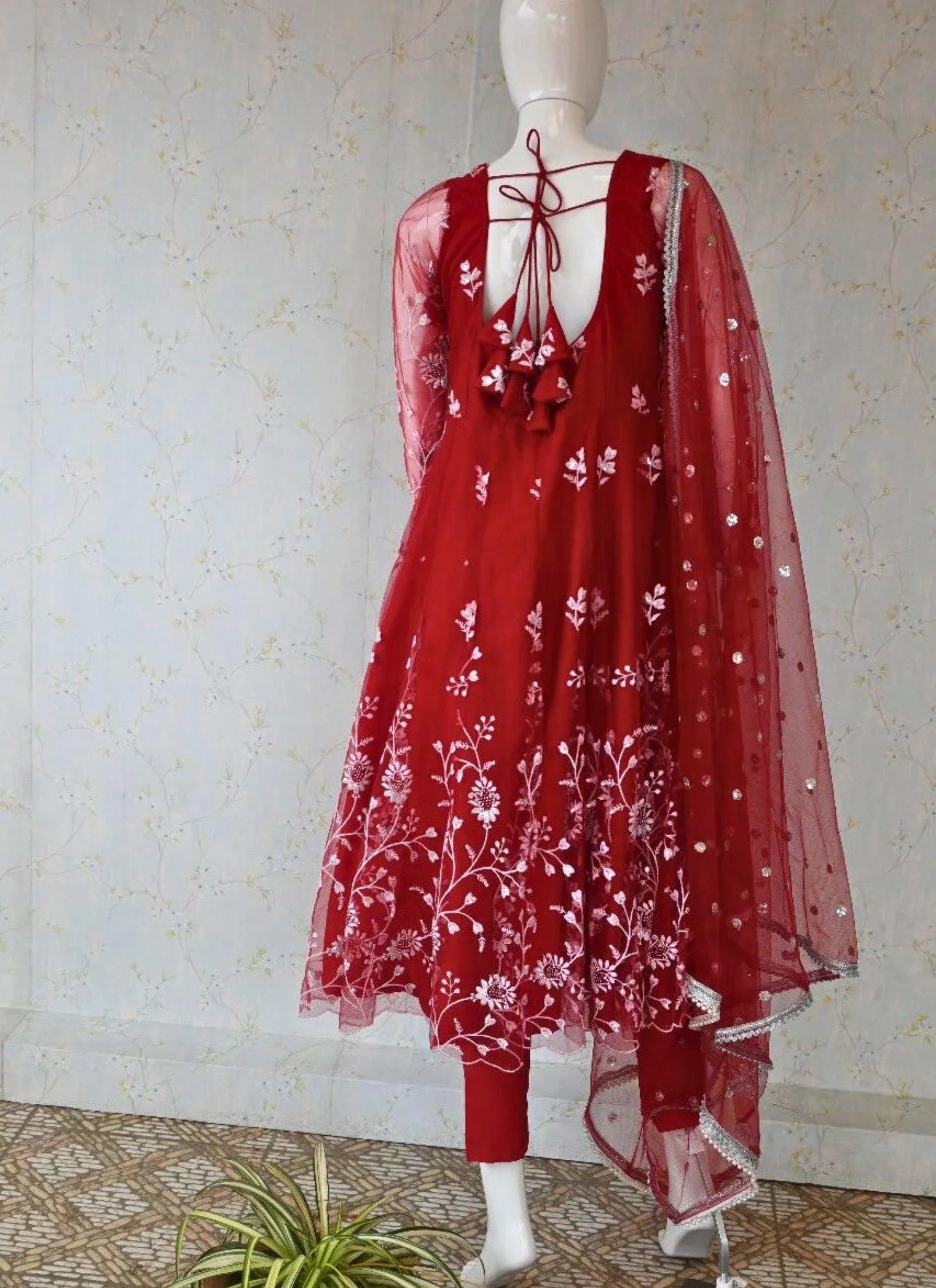 Thread Embroidery Anarkali Kurta Set - Boutique Nepal