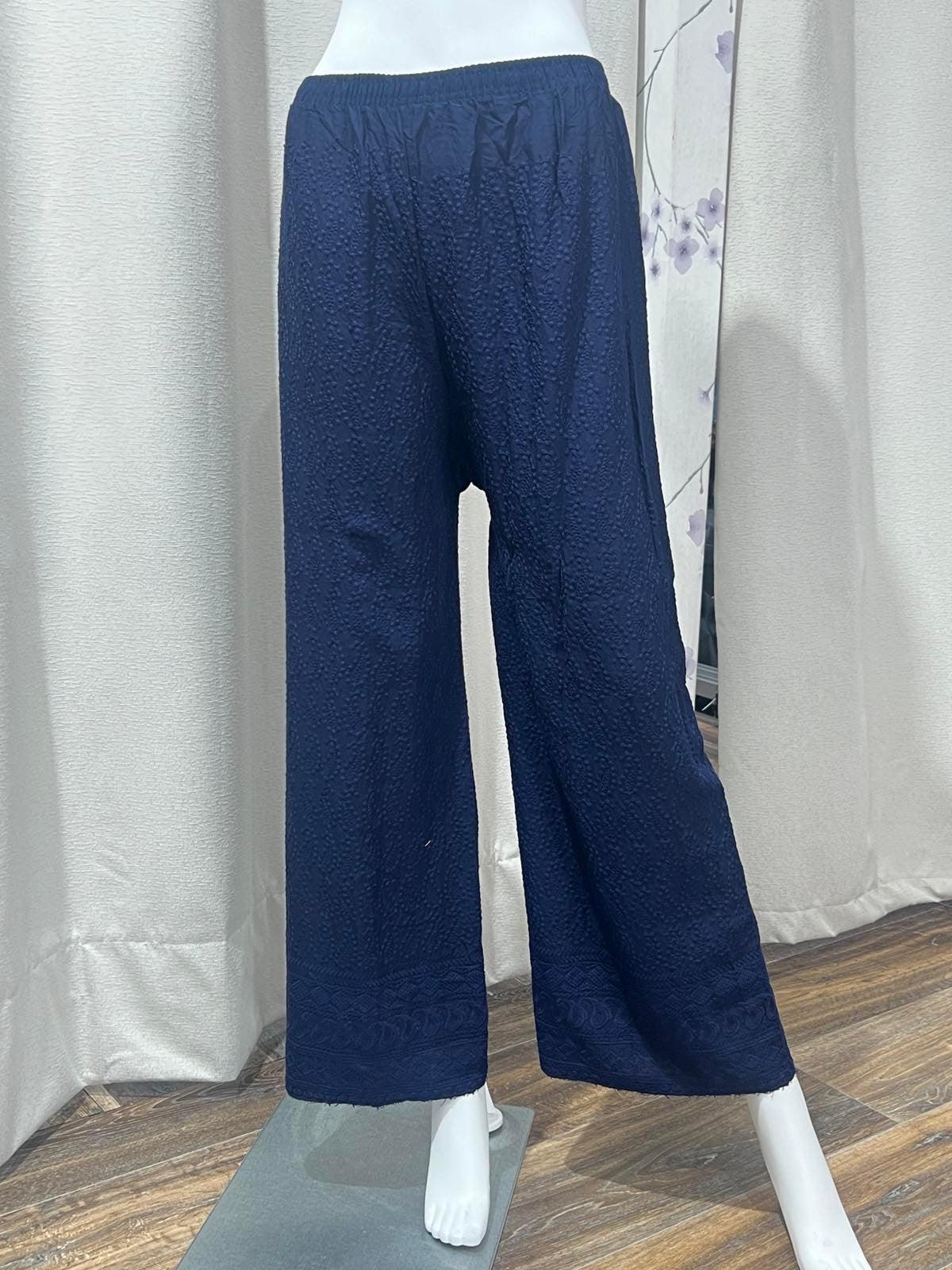 Womens Chikin Plazo in Blue - Boutique Nepal