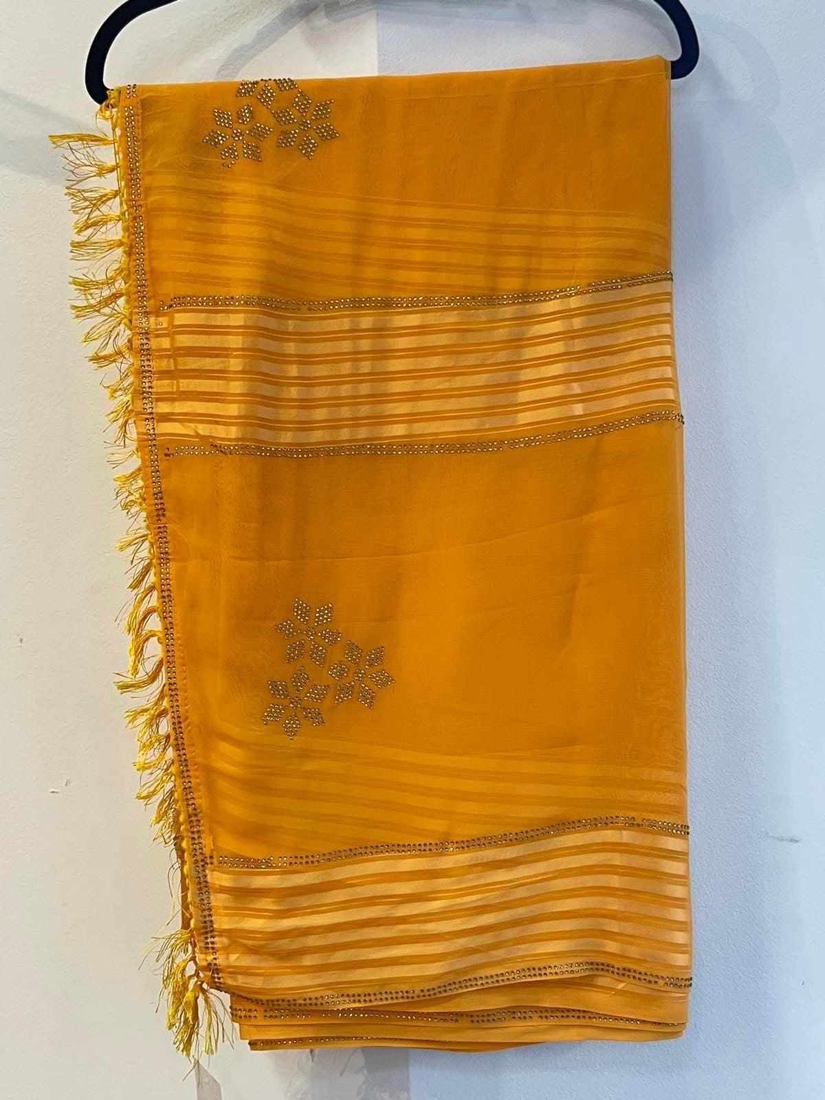 Yellow Tiki Design Saree - Boutique Nepal