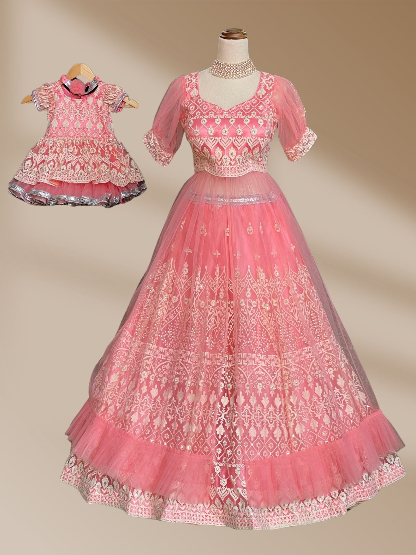 Mother Daughter Matching Lehenga Set In Hot Pink | Net lehenga, Matching  dresses, Lehenga