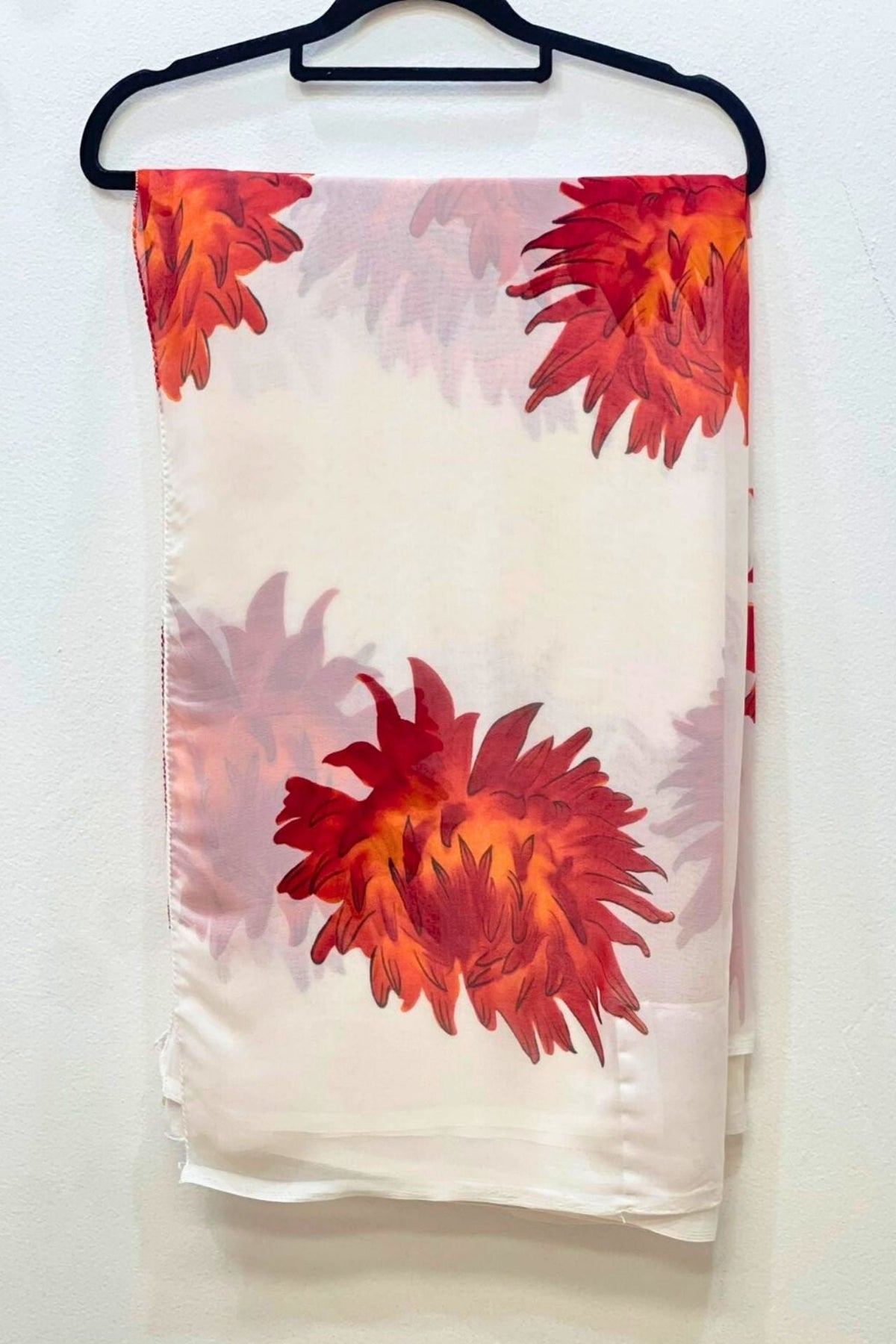 Laxmi Pooja Sowbhagya Pack - Floral Print Georgette - Orange