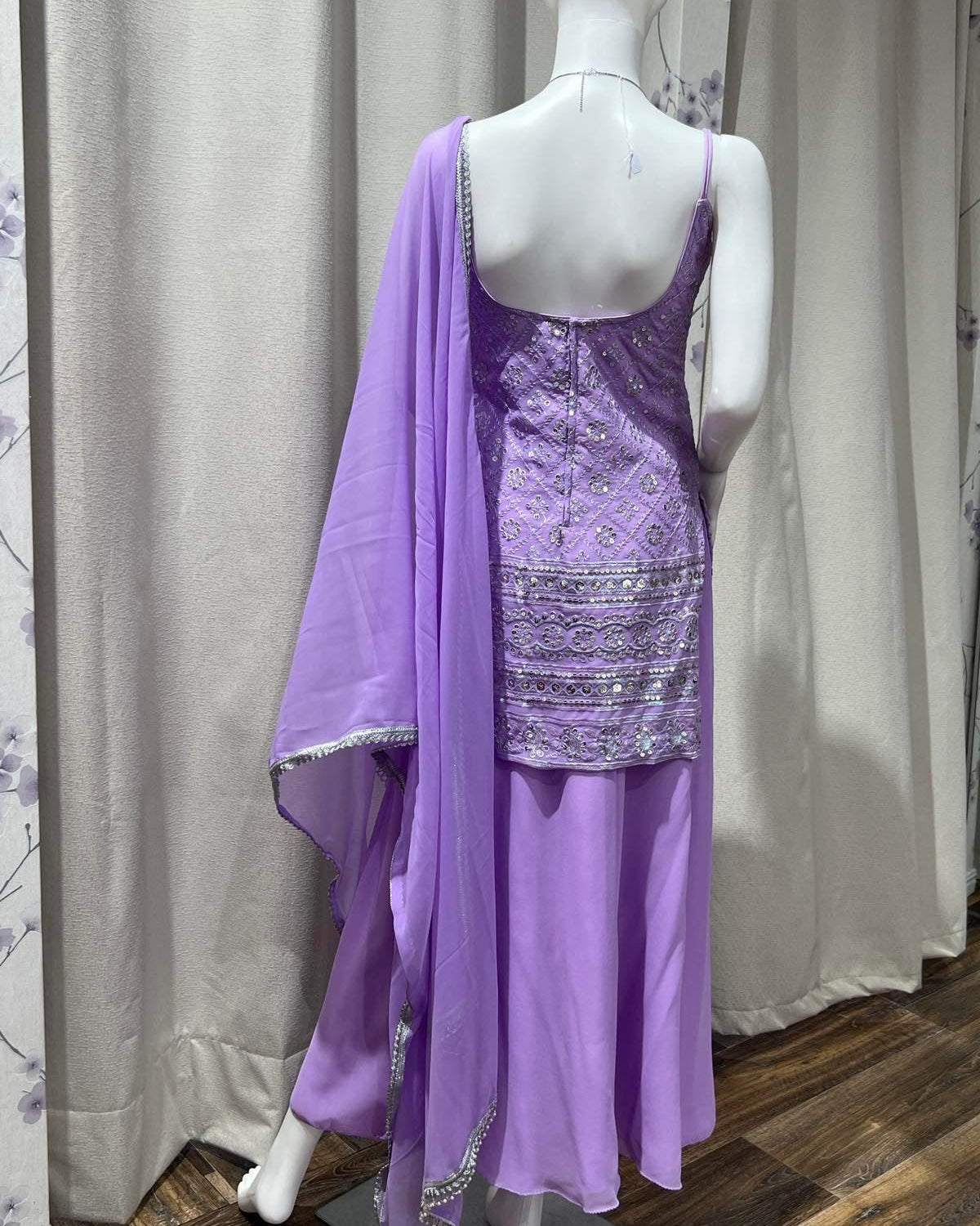 Lavender Sleeveless Kurthi Plazo Set - Boutique Nepal