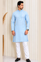 Mens Cotton Kurta In Skyblue