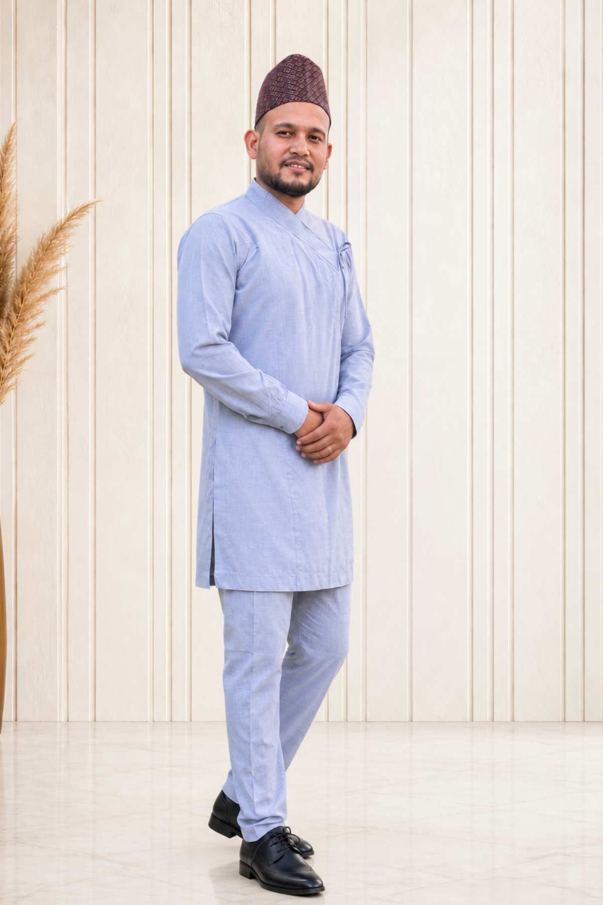 Bhaitika Daura Suruwal Gift Pack - Ash Grey