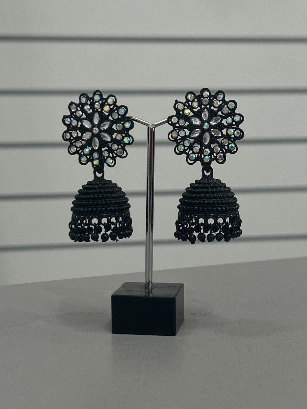 Medium Size Black Jhumki Earring - Boutique Nepal