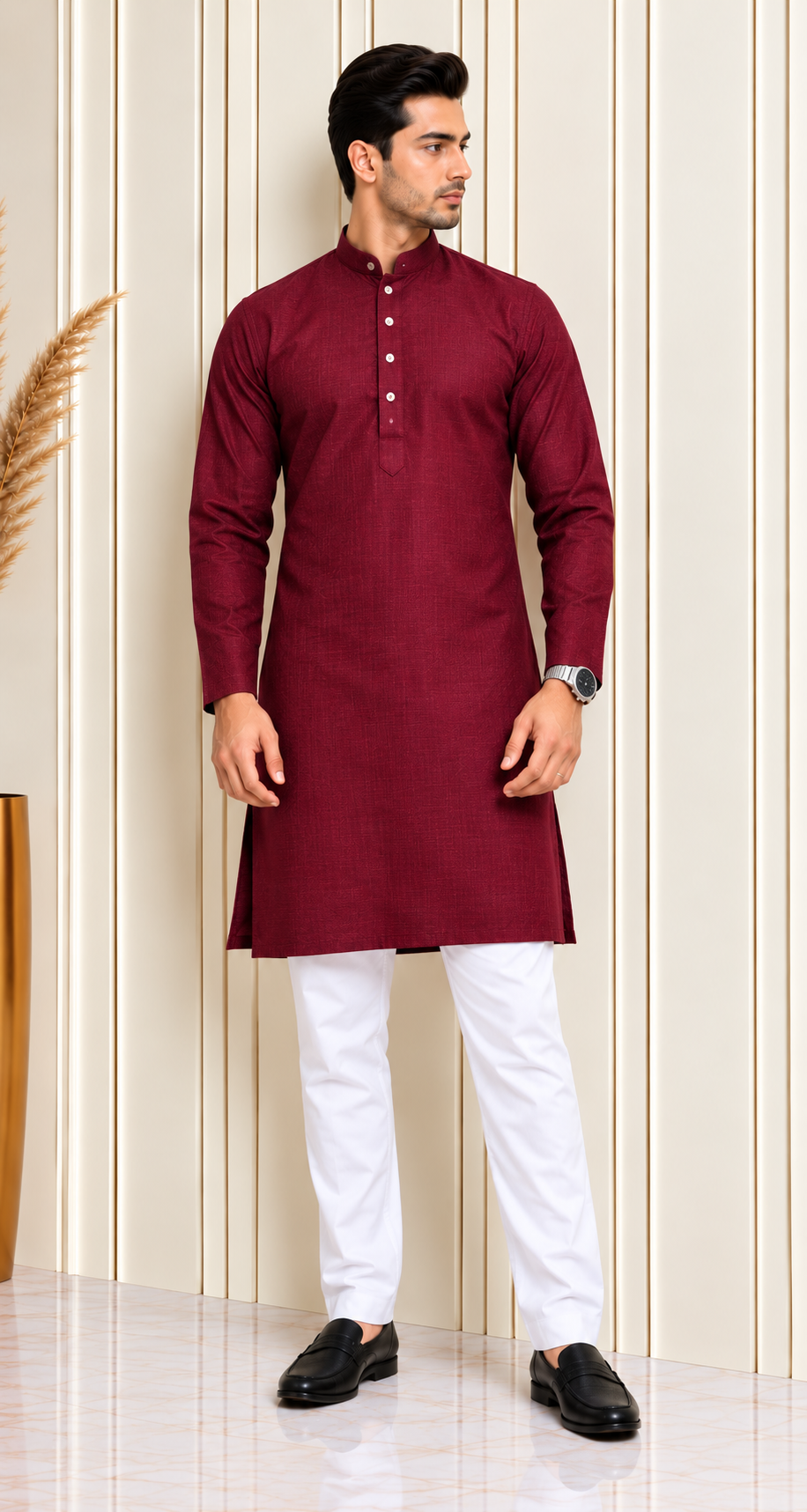 Bhaitika Gift Box - Soft Cotton Maroon kurta