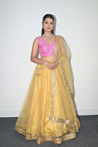 Net Lehenga With  Gold and Pink Blouse