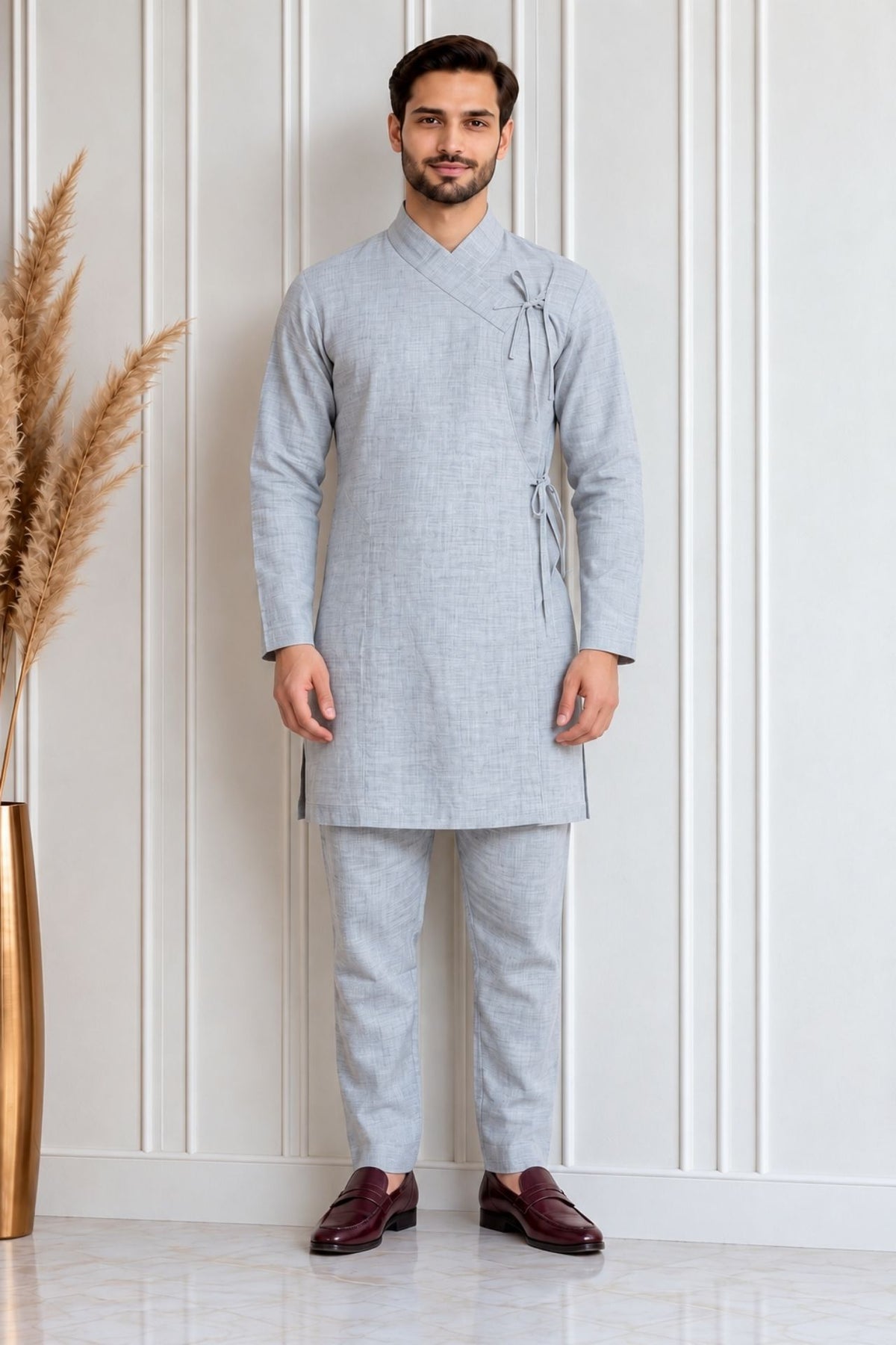 Traditional Daura Suruwal For Men's In Grey