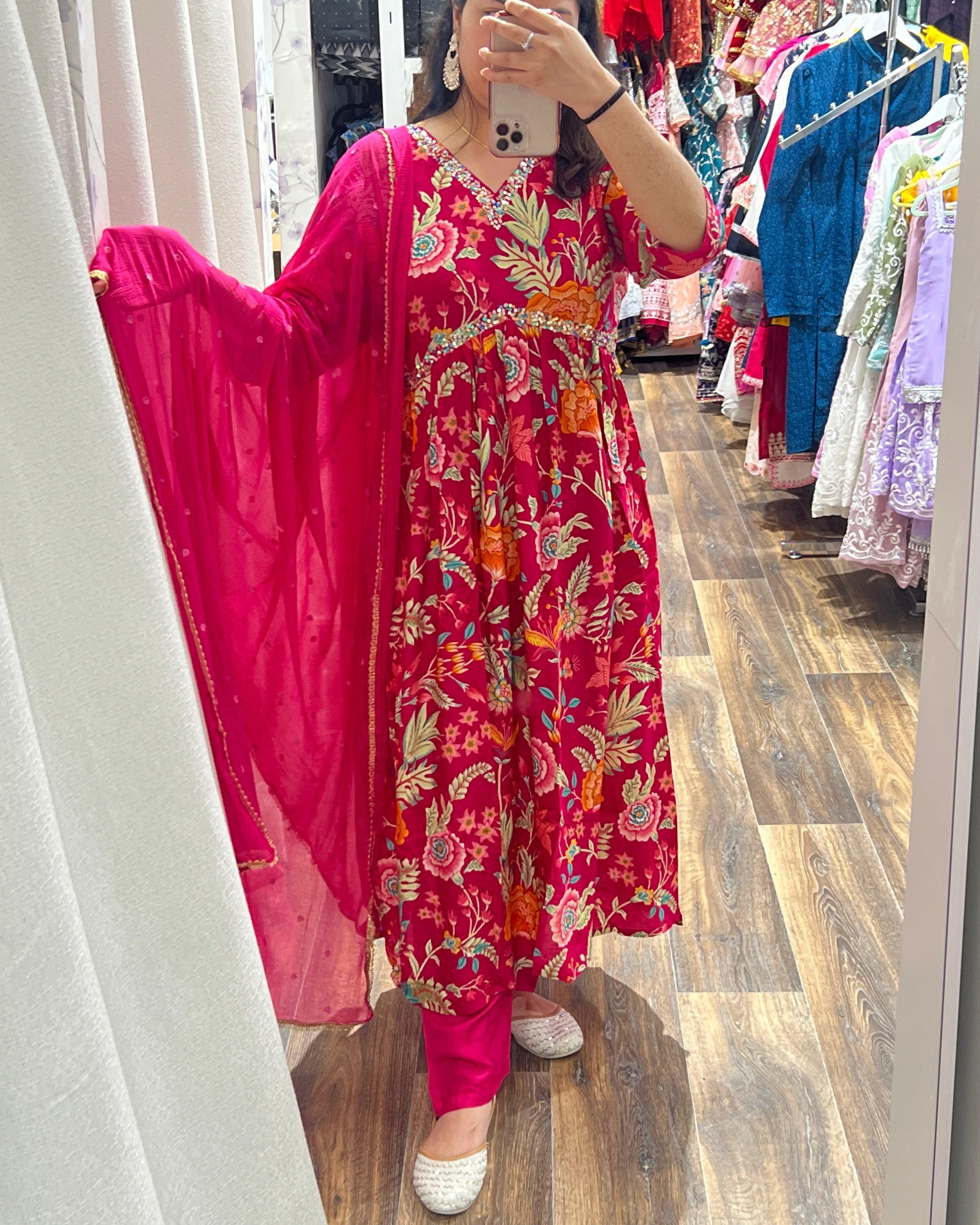 Alia Inspired Kurta Three Pieces Set In Pink - Boutique Nepal Australia 