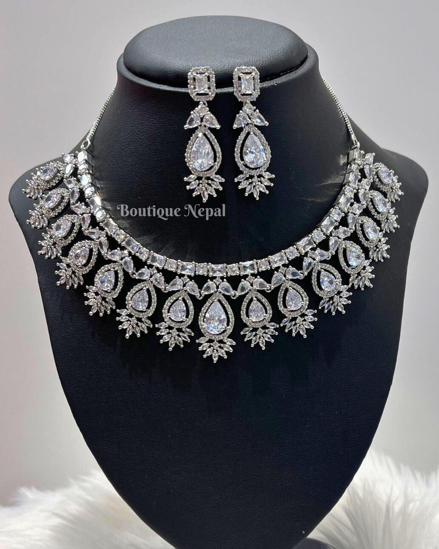 American Diamond Necklace Set - Boutique Nepal Au