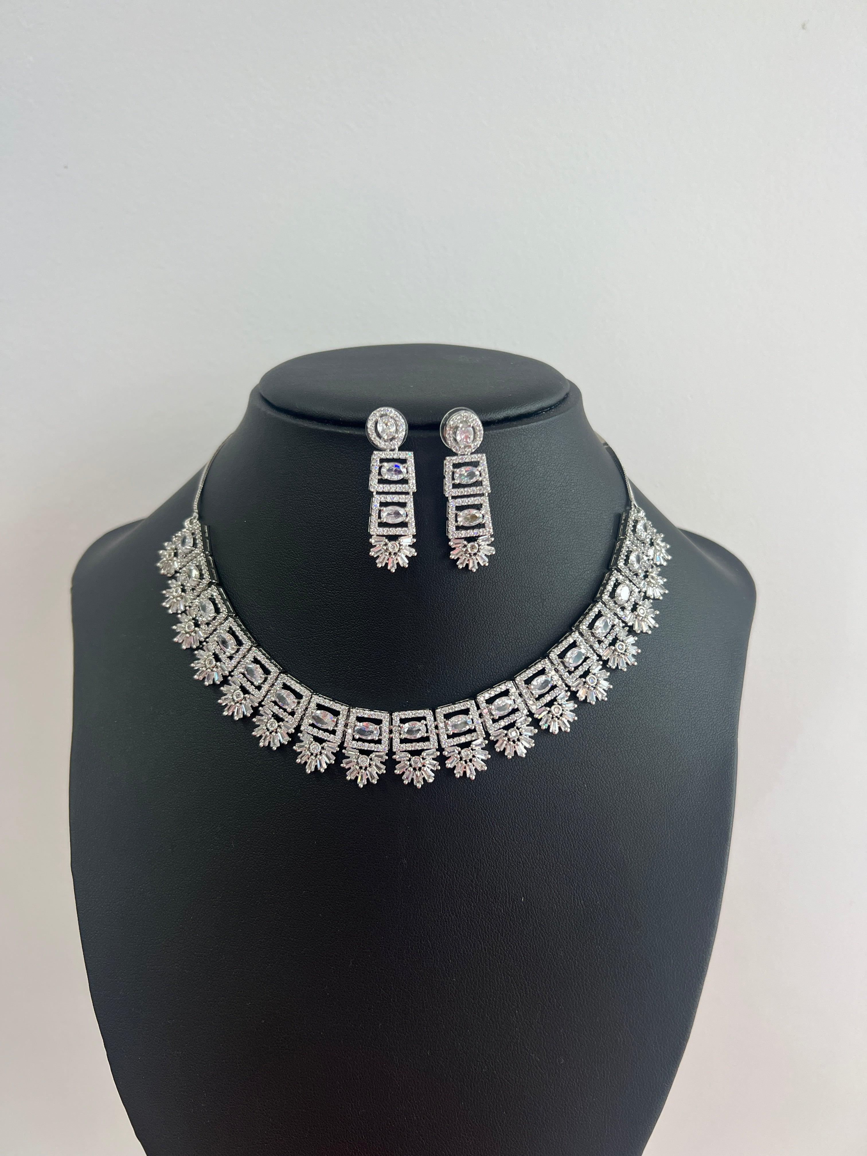 American Diamond Necklace Set with Crystal Stone - Boutique Nepal Australia 