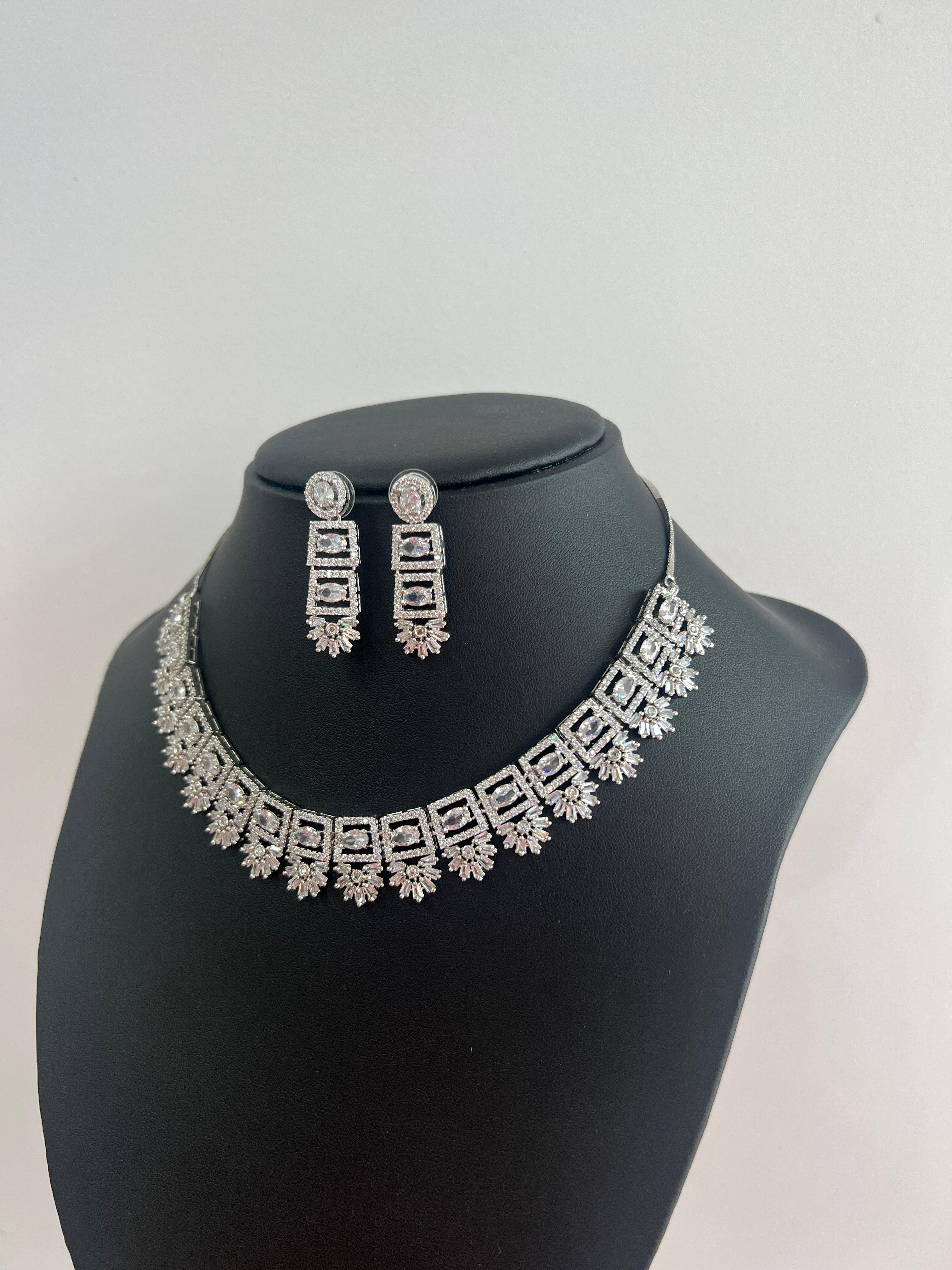 American Diamond Necklace Set with Crystal Stone - Boutique Nepal Australia 