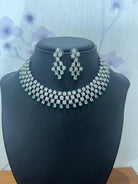 American Diamond Necklace Set with Green Stone - Boutique Nepal