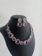 American Diamond Necklace Set with Pink Sparkling Stone - Boutique Nepal