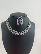 American Diamond Necklace Set with Royal Blue Stone - Boutique Nepal Australia 