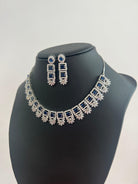 American Diamond Necklace Set with Royal Blue Stone - Boutique Nepal Australia 