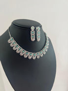 American Diamond Necklace Set with Sea Green Stone - Boutique Nepal Australia 
