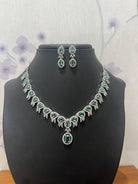 American Diamond Necklace with Light Green Stone - Boutique Nepal