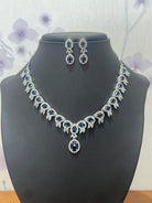 American Diamond Necklace with Royal Blue Stone - Boutique Nepal
